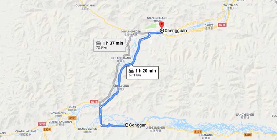 How far is Lhasa air port from Lhasa city