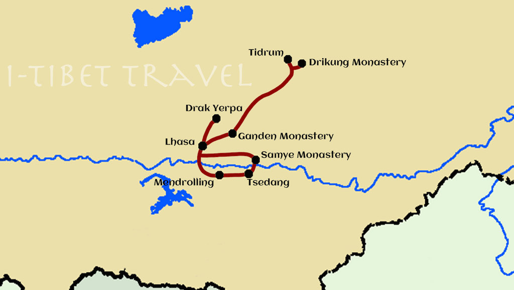 Tracing the footprint Guru Rinpoche Tour Map