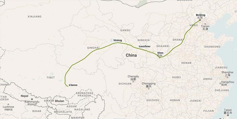 Beijing to Lhasa Train Route