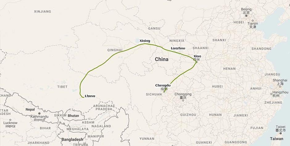 Chengdu to Lhasa Train Route