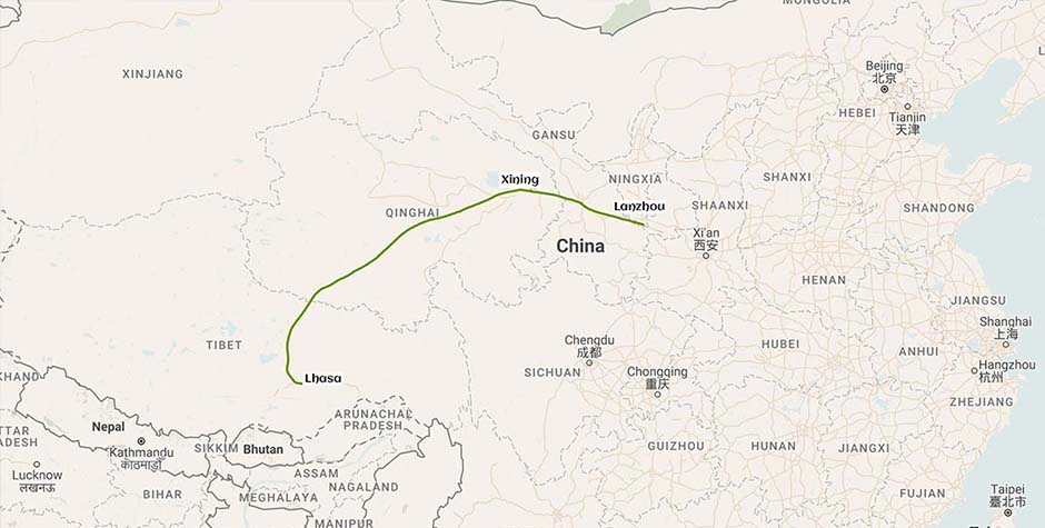 Lanzhou to Lhasa Train Route