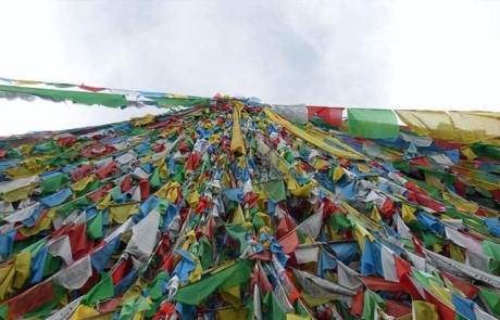 Tibet prayer flag on pole
